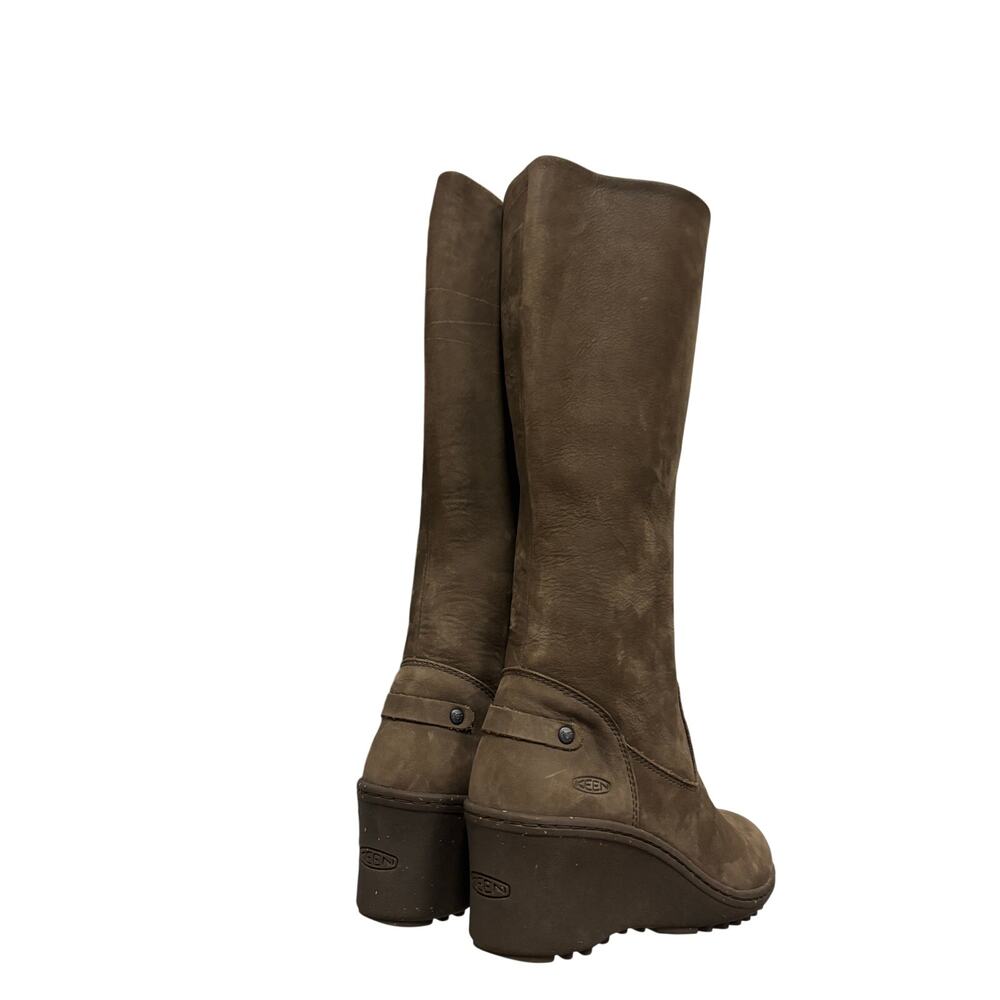 KEEN Women’s Knee-High Leather Boots US 7.5 Brown Wedge Heel Winter Comfort